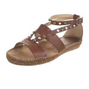 Jimmy Choo Denise leather espadrille sandals EU 38 tan brown